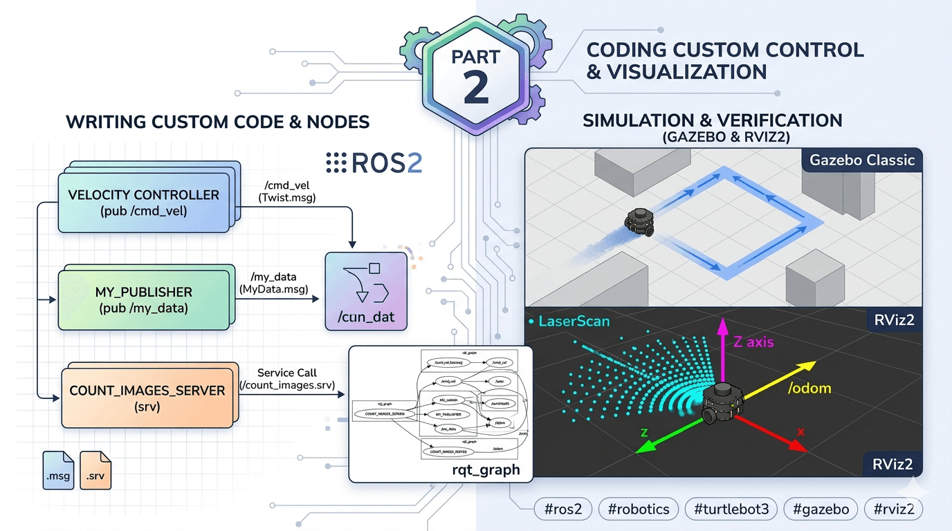 ROS2 Part 2: Custom Nodes, Services, and Finally Making the Robot Move in Circles